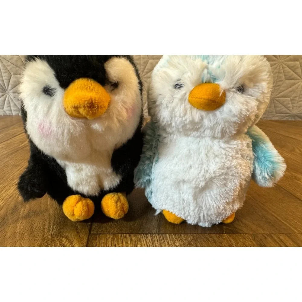 Aurora World Plush Penguin Lot Blue Pom Pom Rolly Pet Peewee Stuffed Animal Toys